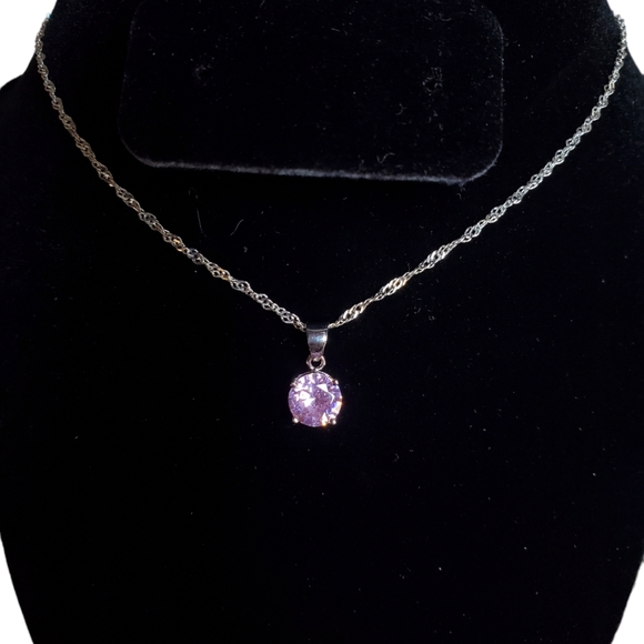 Sterling silver cubic zirconia birthstone necklacae - Picture 1 of 8